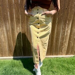 💛 Y2K/vintage style Mustard Button-Up Midi Skirt – Arizona Jean Co – Sz 3